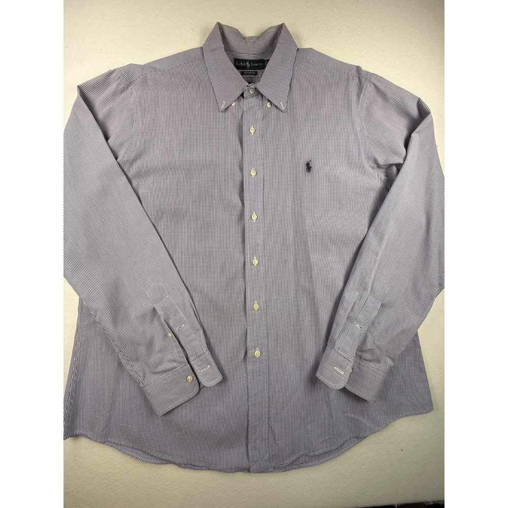 Ralph Lauren Custom Fit purple Check Long Sleeve Button Down Shirt Men's XXL
